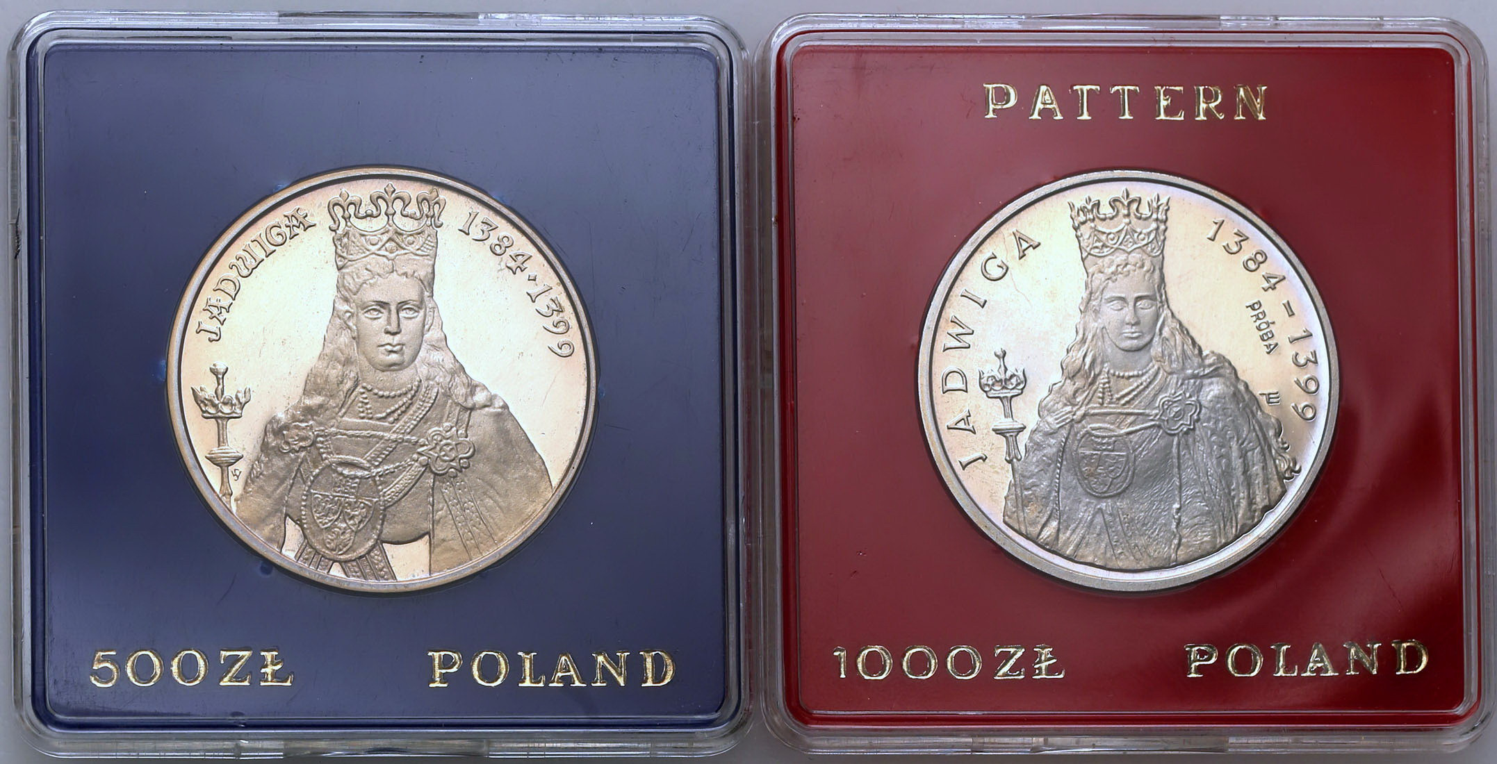 PRL. 1000 złotych (PRÓBA srebro) + 500 złotych 1986 Jadwiga